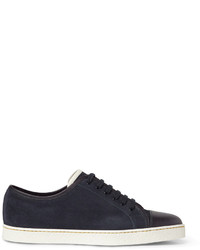 John Lobb Leather Trimmed Suede Sneakers