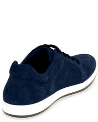 Giorgio Armani Mod Perforated Suede Low Top Sneaker Navy