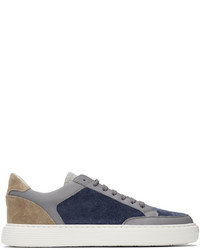 Brunello Cucinelli Navy Grey Suede Low Sneakers