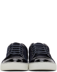 Lanvin Navy Suede Patent Toe Sneakers