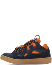 Lanvin Orange Navy Curb Sneakers