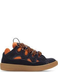 Lanvin Orange Navy Curb Sneakers