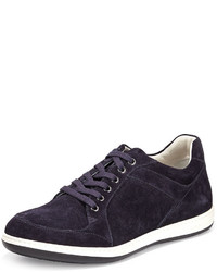 Giorgio Armani Perforated Suede Low Top Sneaker Blue
