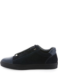 Brioni Suede Leather Low Top Sneaker Blue