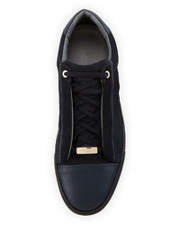 Brioni Suede Leather Low Top Sneaker Blue
