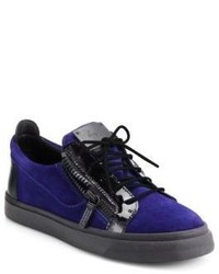 Giuseppe Zanotti Suede Pantent Leather Low Top Sneakers