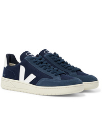 Veja V 12 Leather And Rubber Trimmed Suede And B Mesh Sneakers