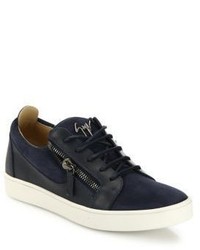 Giuseppe Zanotti Zippered Suede Leather Low Top Sneakers