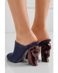 Tory Burch Barton Suede Mules Navy
