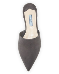 Prada Suede Pointed Toe Mule Flat