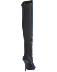 Neiman Marcus Power Suede Over The Knee Stretch Boot Navy