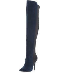 Neiman Marcus Power Suede Over The Knee Stretch Boot Navy
