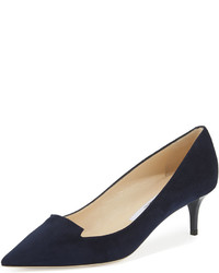 Jimmy Choo Allure Suede Pointed Toe Loafer Pump Navy