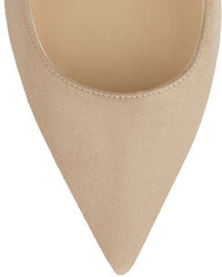 Jimmy Choo Anouk Nude Suede Pointy Toe Pumps
