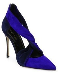 Sergio Rossi Divine Twisted Suede Point Toe Pumps