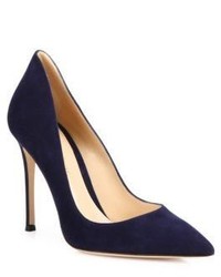 Gianvito Rossi Ellipsis High Back Suede Point Toe Pumps