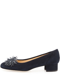 Sesto Meucci Flynn Beaded Suede Pump Navy