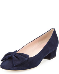 Kate Spade New York Molly Suede Low Heel Bow Pump Navy