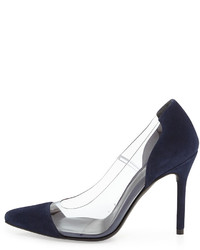 Stuart Weitzman Onview Pvcsuede Pointed Toe Pump Nice Blue