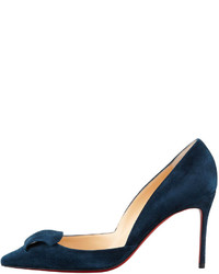 Christian Louboutin Philr Suede Red Sole Pump Blue Kohl