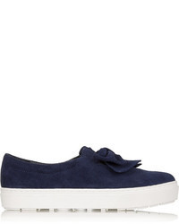 F-Troupe Bow Embellished Suede Slip On Sneakers