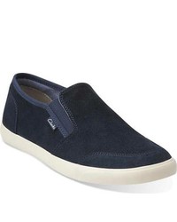 Clarks Torbay Slip On Navy Suede Fashion Sneakers