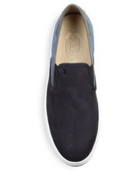 Tod's Mix Media Slip On Sneakers With Rubber Sole