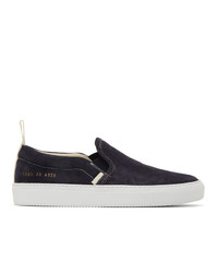Common Projects Navy Suede Slip On Sneakers