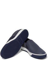 Lanvin Suede And Full Grain Leather Slip On Sneakers