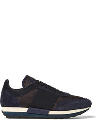 Moncler Horace Suede And Denim Sneakers