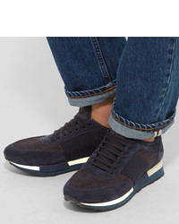 Moncler Horace Suede And Denim Sneakers