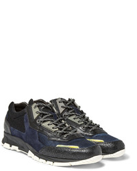 Lanvin Leather Suede And Mesh Sneakers