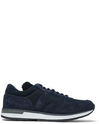 Moncler New Montego Shearling Lined Suede And Shell Sneakers