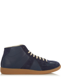 Maison Margiela Replica Mid Top Leather And Suede Trainers