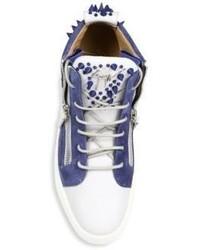 Giuseppe Zanotti Spiked Leather Suede Mid Top Sneakers