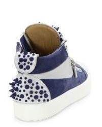 Giuseppe Zanotti Spiked Leather Suede Mid Top Sneakers