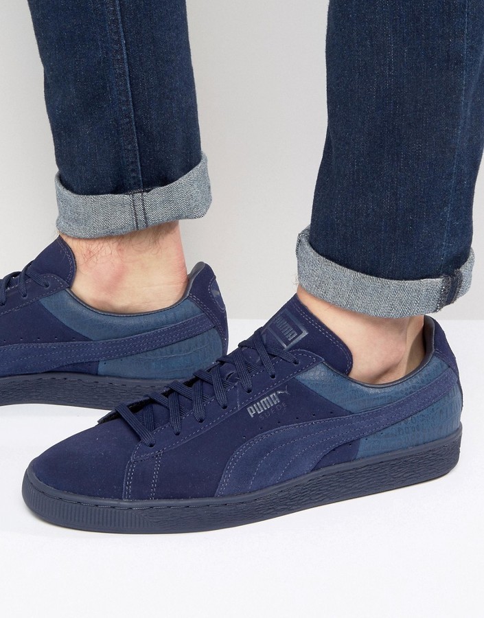 Puma Suede Classic Casual Emboss Sneakers In Blue 36137202, $91 | Asos |  Lookastic