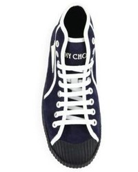 Jimmy Choo Suede Lace Up Mid Top Sneakers