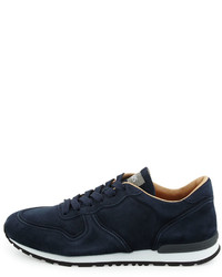 Tod's Suede Lace Up Trainer Sneaker Navy