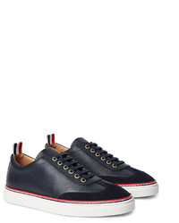 Thom Browne Suede Trimmed Full Grain Leather Sneakers