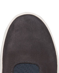WANT Les Essentiels Tesla Leather Trimmed Suede Sneakers
