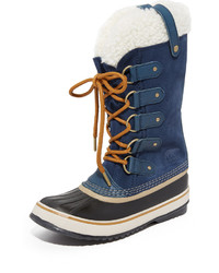 Navy Suede Snow Boots