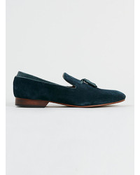 Topman House Of Hounds Navy Suede Tassel Loafers