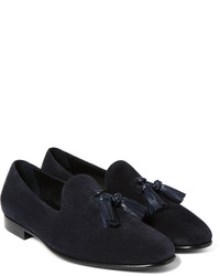 Burberry Leather Trimmed Suede Tasselled Loafers