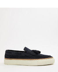 ASOS DESIGN Loafers In Navy Suede With White Sole