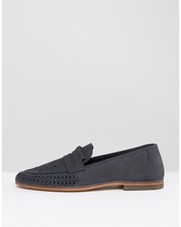 Asos Loafers In Woven Navy Suede With Tassel Detail