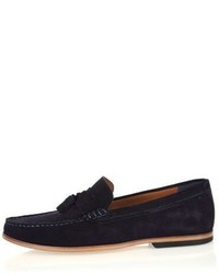 River Island Navy Suede Tassel Loafers