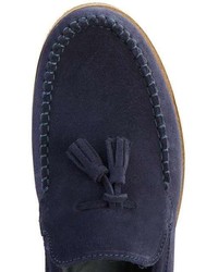 Topman Navy Suede Tassel Loafers
