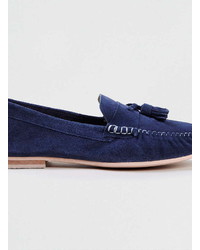 Topman Silo Loafer Navy Suede Slip Ons