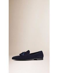Burberry Whole Cut Suede Tassel Loafers